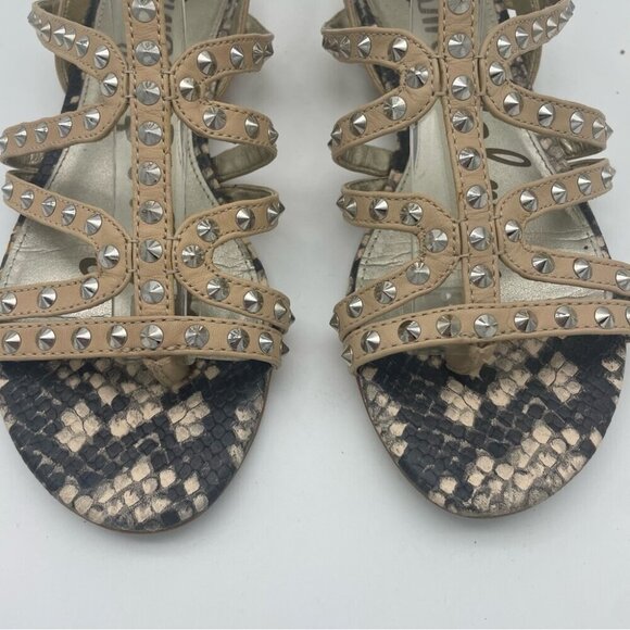 Sam Edelman  Demi Studded Nude Leather Sandals, Sz 6 - Picture 5 of 12
